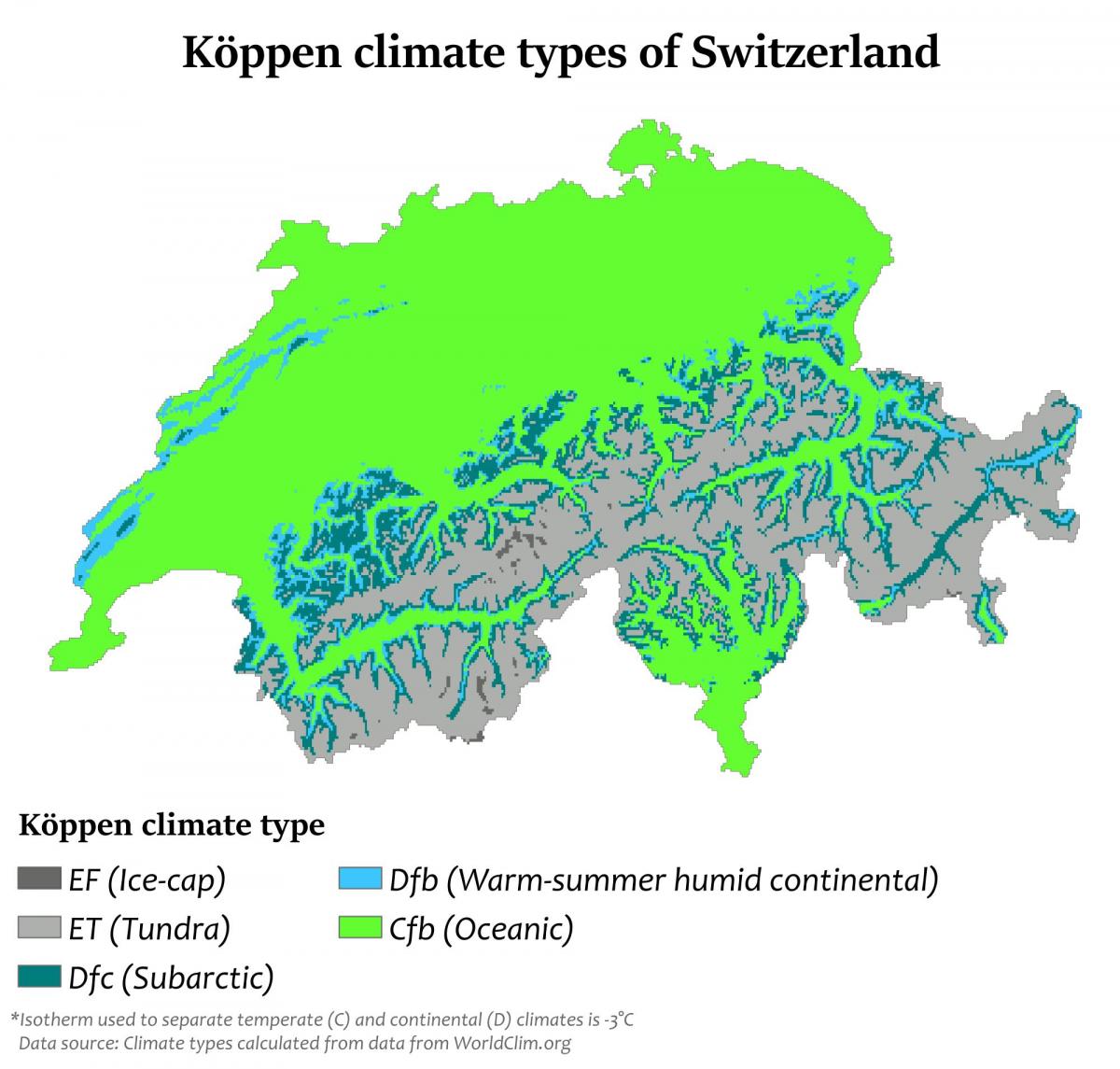 carte de la suisse, le climat