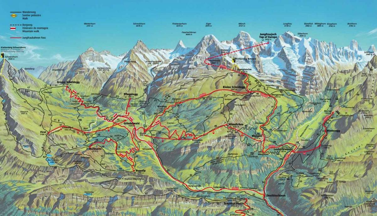 carte de randonnée, carte de la suisse