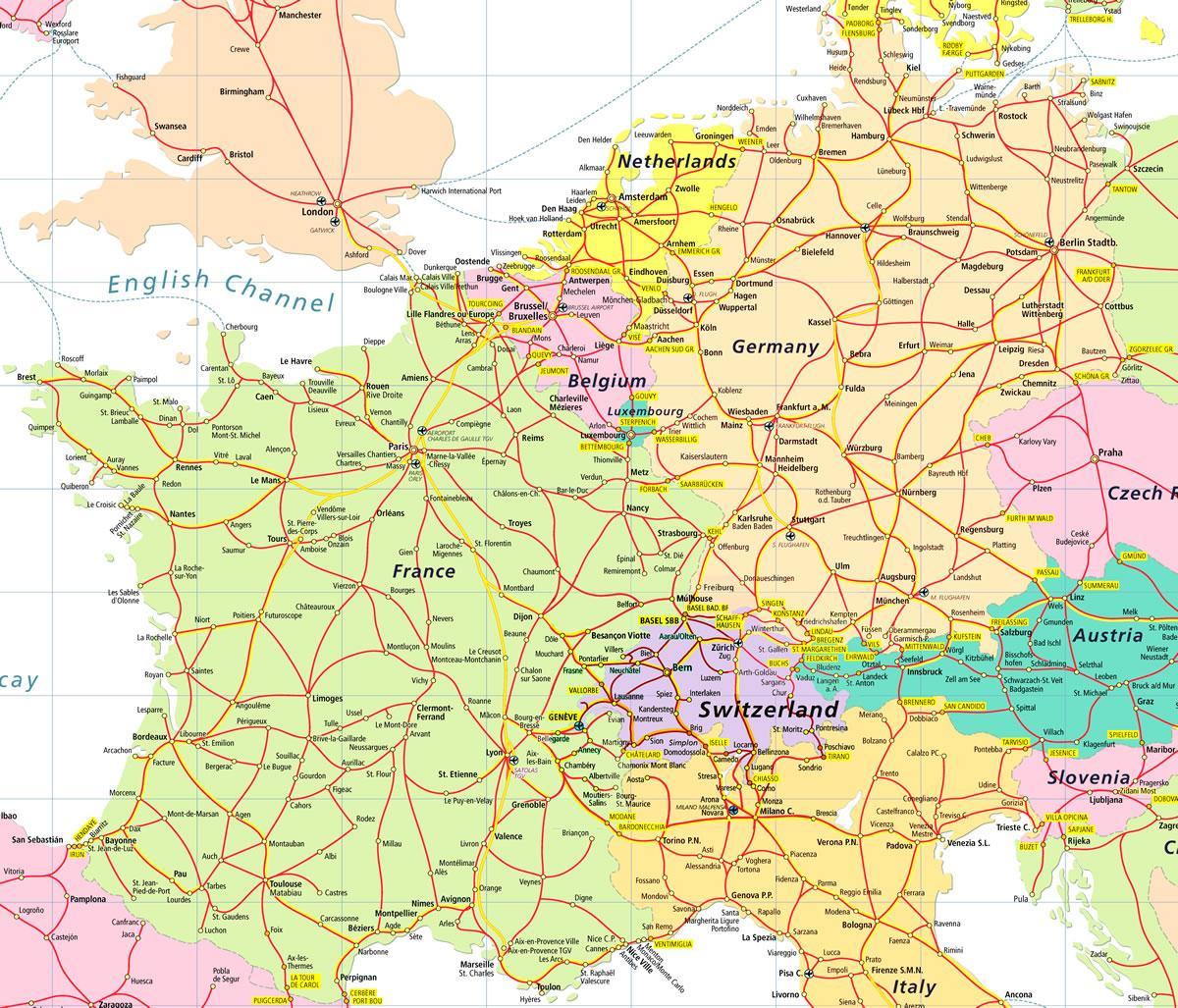 carte de eurail carte de la suisse