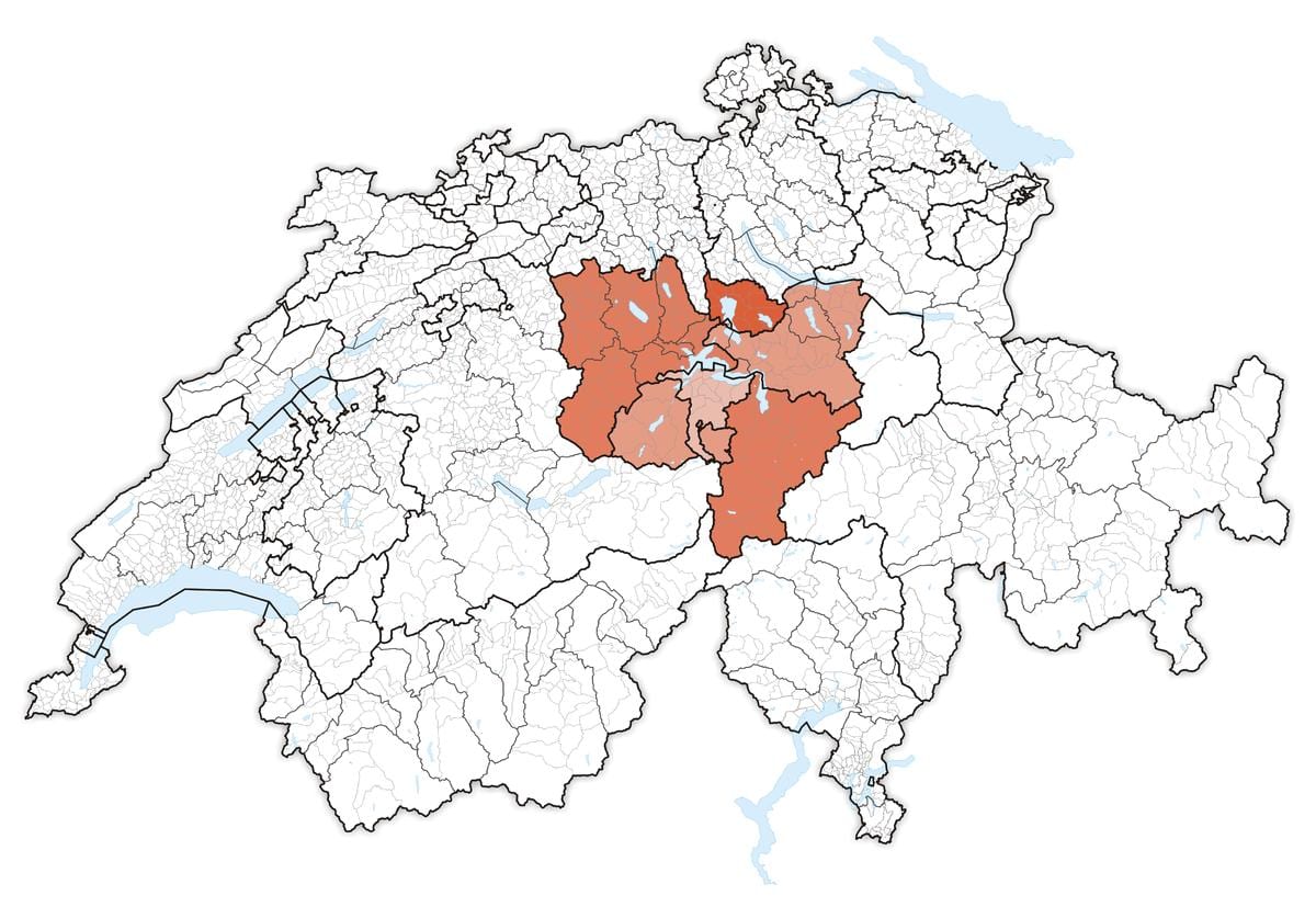 carte de la suisse centrale 