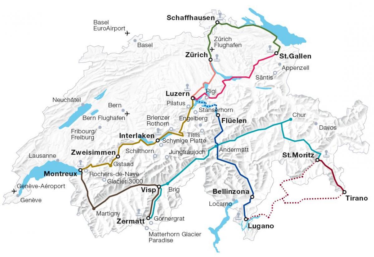 la suisse pittoresque train des itinéraires carte