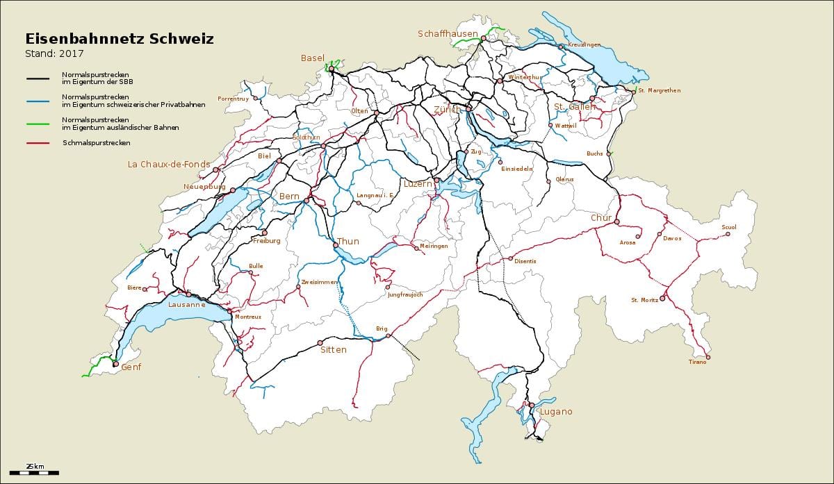 carte de la suisse ports