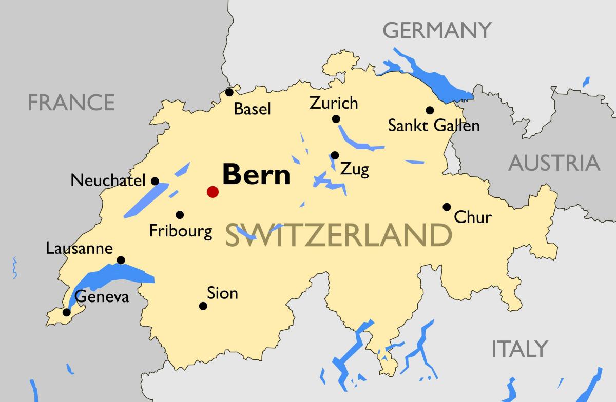 carte de la suisse avec les principales villes