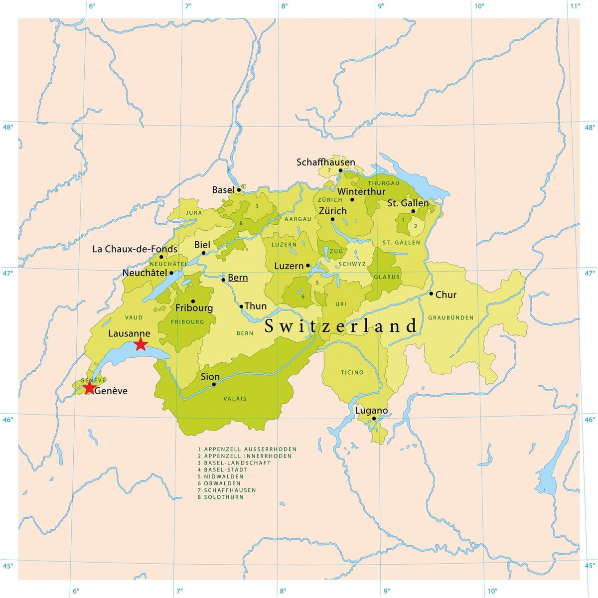 carte du lac de genève, suisse