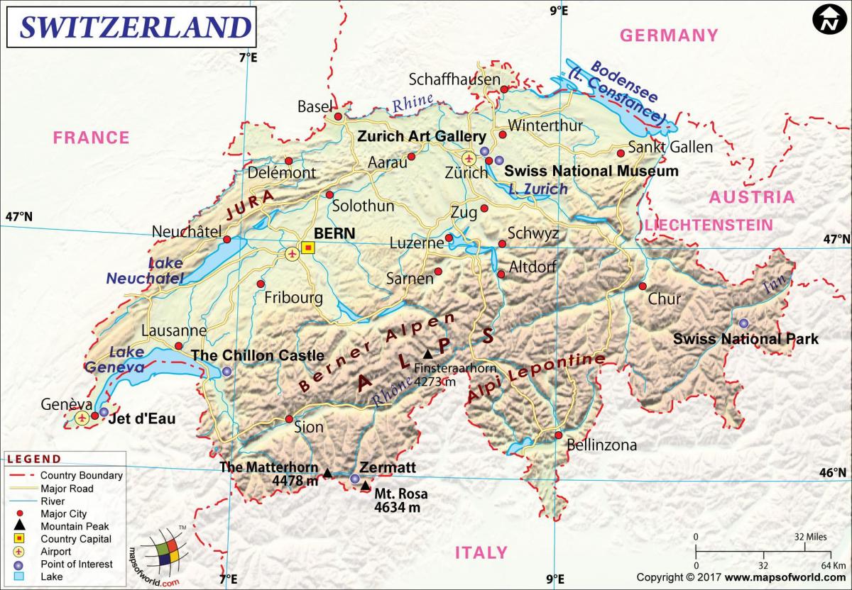 la carte des aéroports en suisse