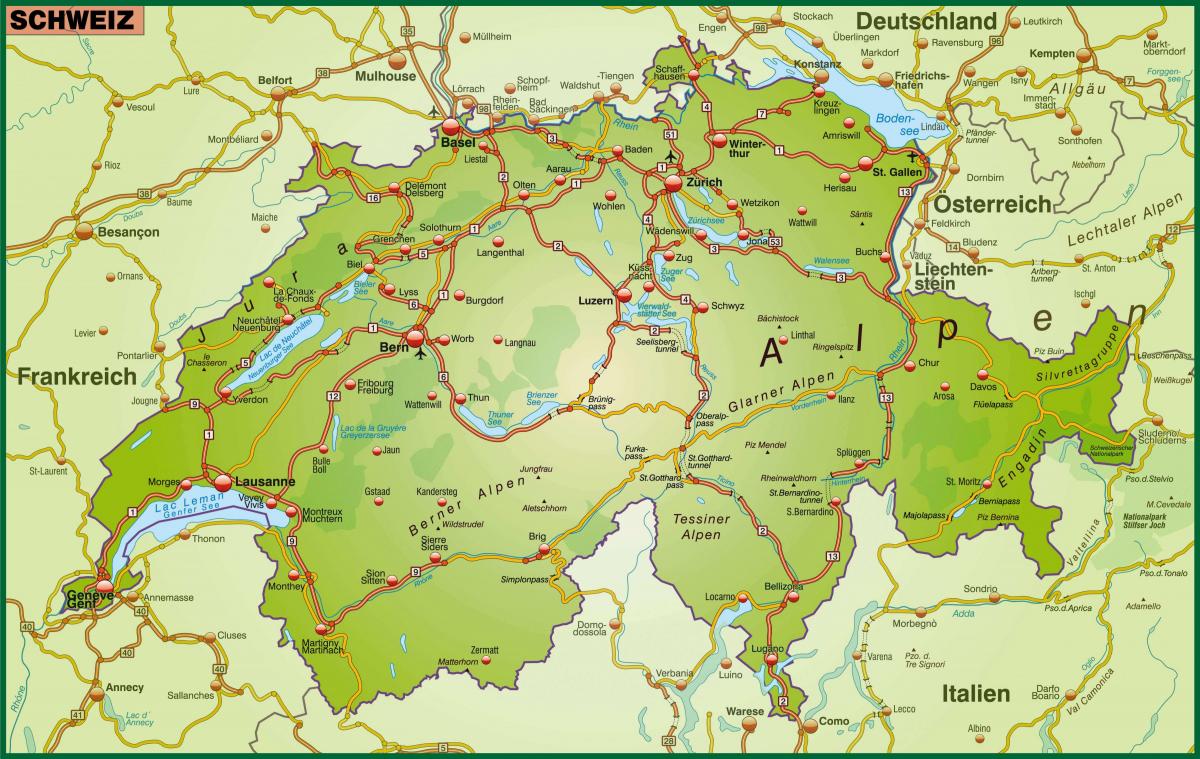 la carte de rue de carte de bâle, suisse