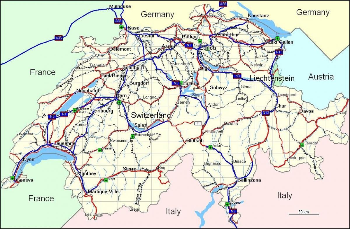 carte de la suisse, les montagnes