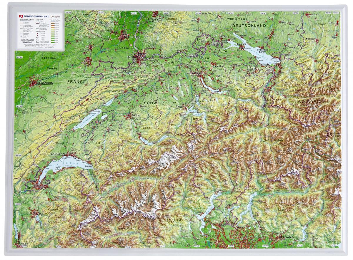 carte de la suisse en 3d