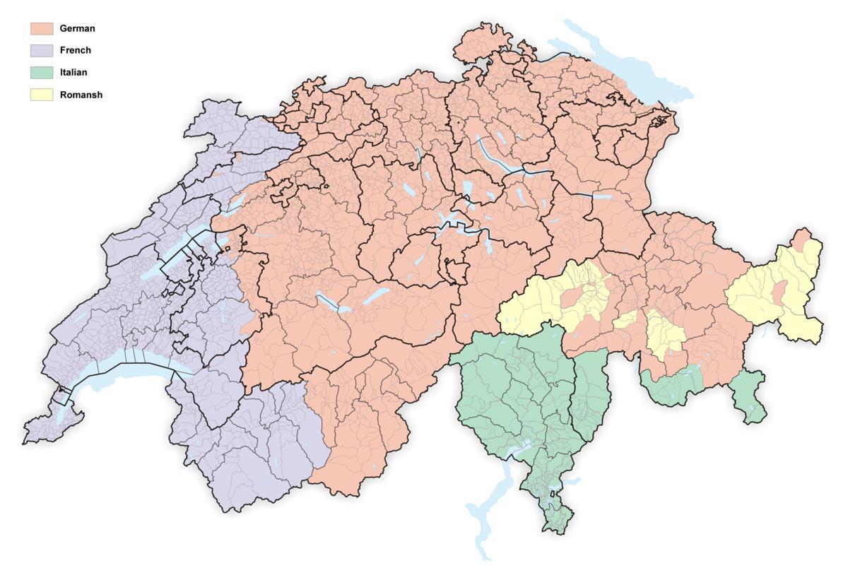 carte de la suisse de langue