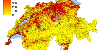 Suisse carte de la densité de la population