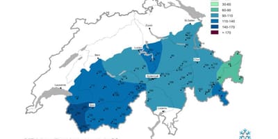 Carte de carte de neige en suisse