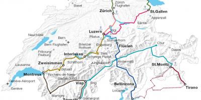 La suisse en train route map