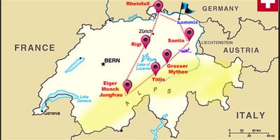 De la Jungfrau en suisse carte