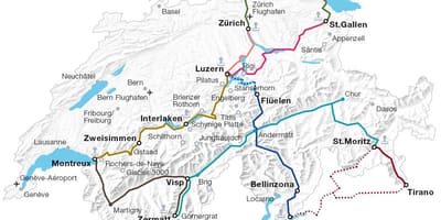 La suisse pittoresque train des itinéraires carte
