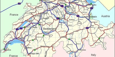 Carte de la suisse, les montagnes