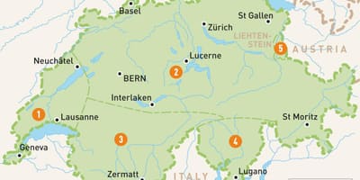 Carte de la suisse, les régions